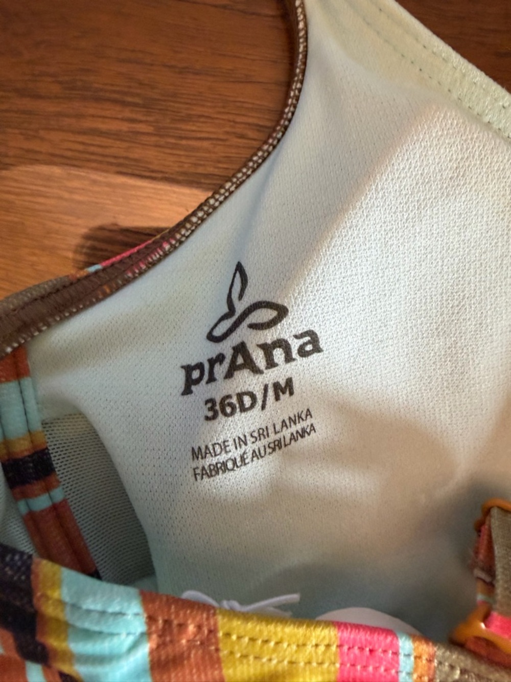 Prana Aqua, Coral, Mustard & Brown Striped Bikini. - Picture 3 of 5